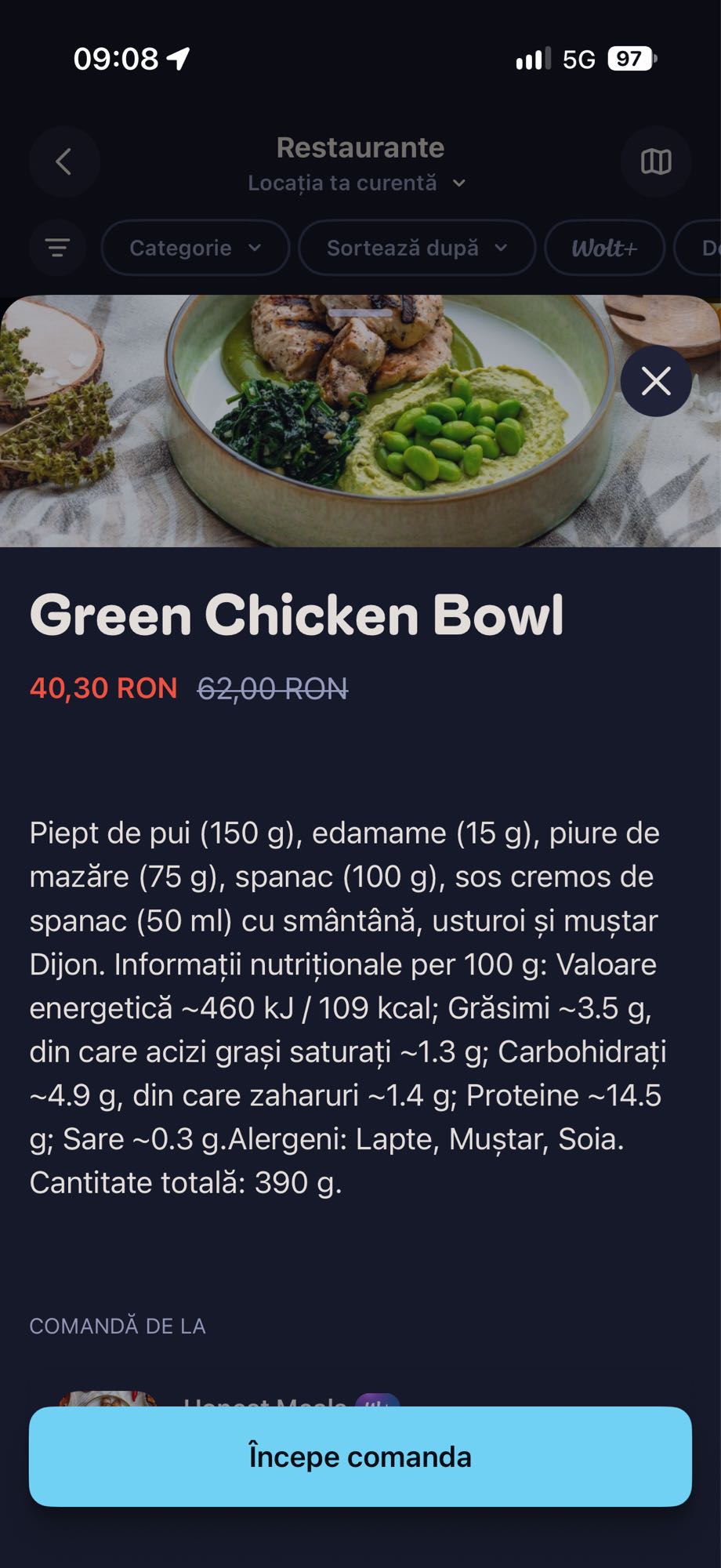 Bol verde cu pui