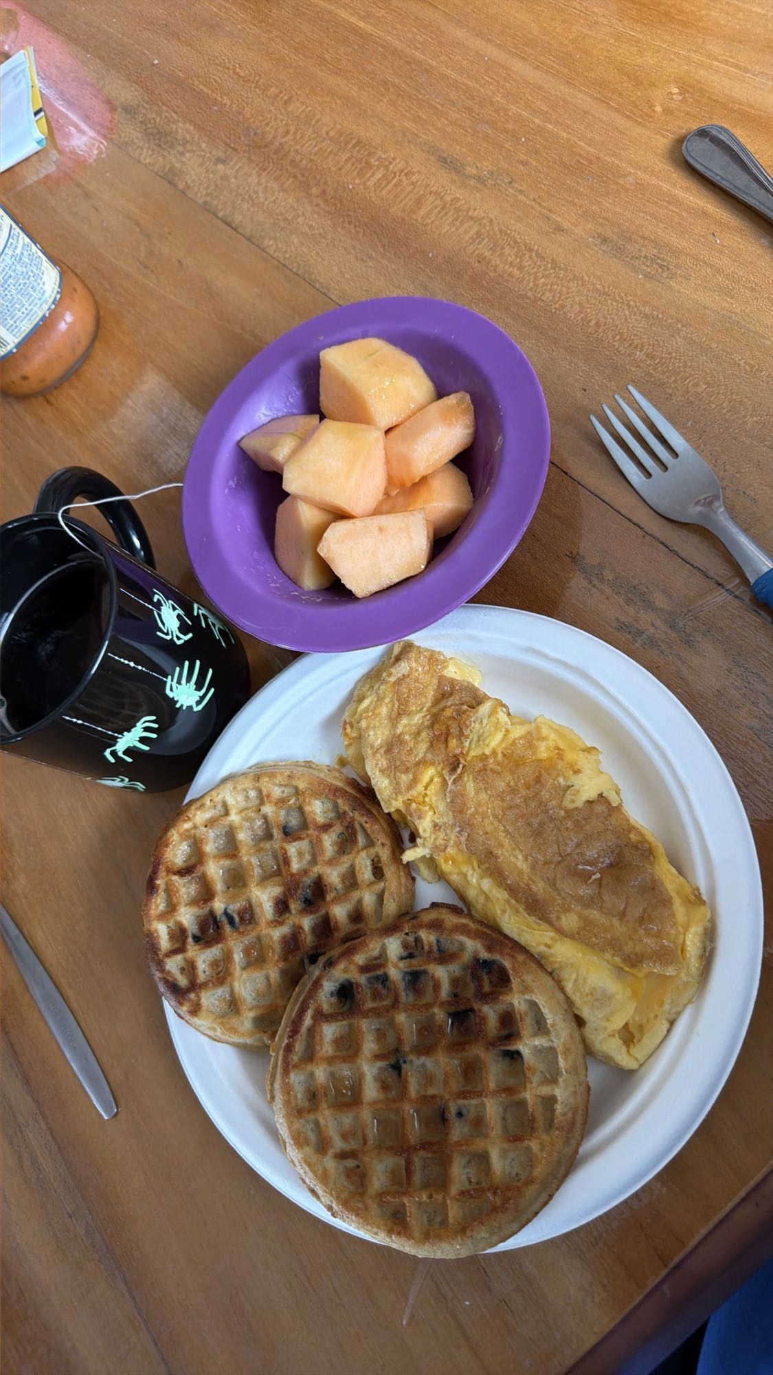 gofres con tortilla y melón