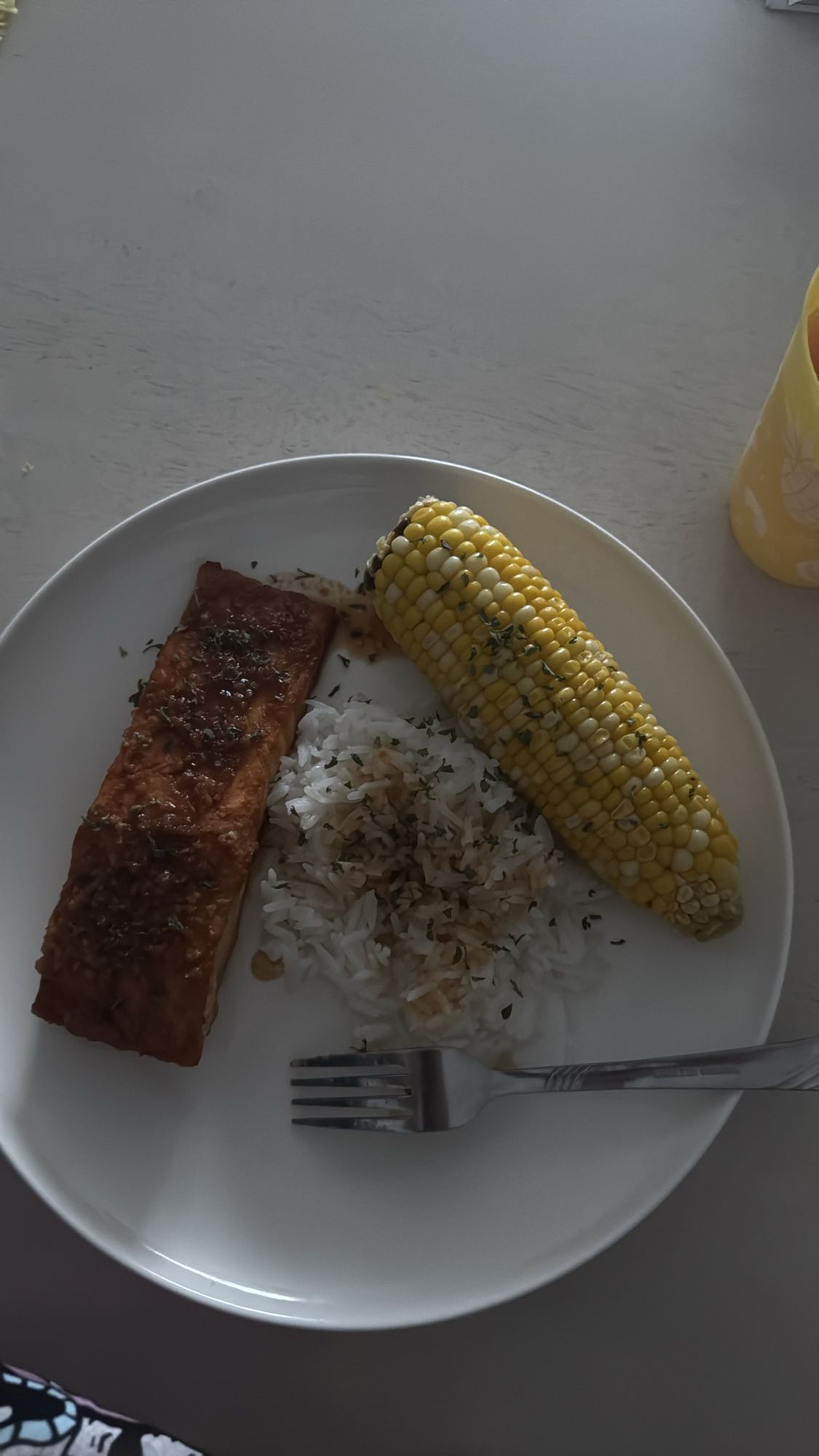 Salmon Rice Corn Plate