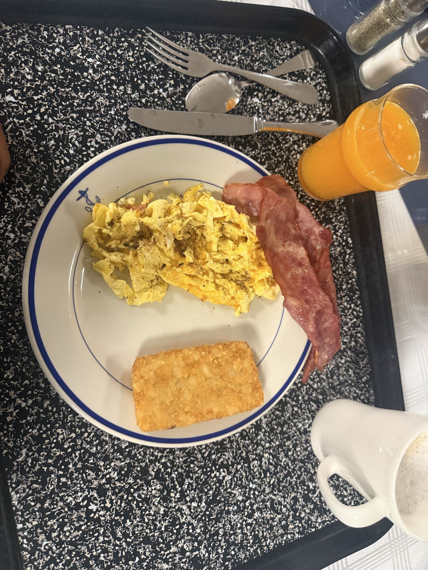 Eggs Bacon Hash Juice