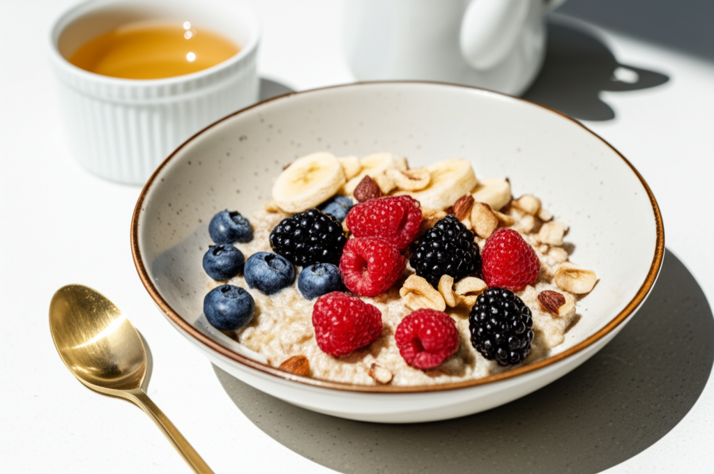 Energirik Havregrynsgröt med Bär och Nötter