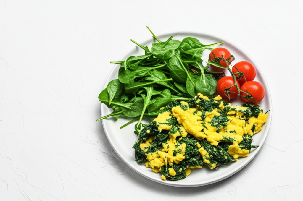 Ομελέτα με Σπανάκι και Μανιτάρια με Ψωμί Ολικής Άλεσης