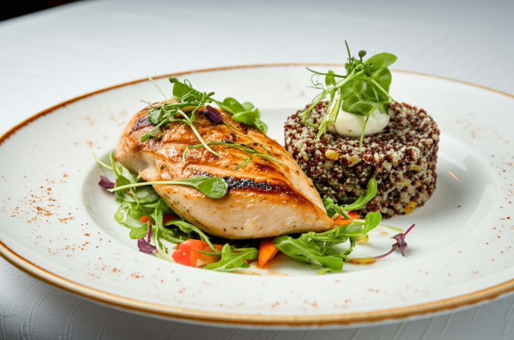 Gegrilltes Hähnchen mit Quinoa und Gemüse