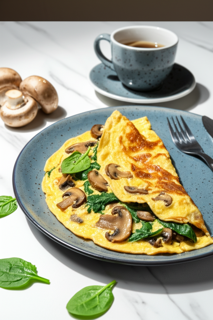 Tortilla de Claras con Espinacas y Champiñones