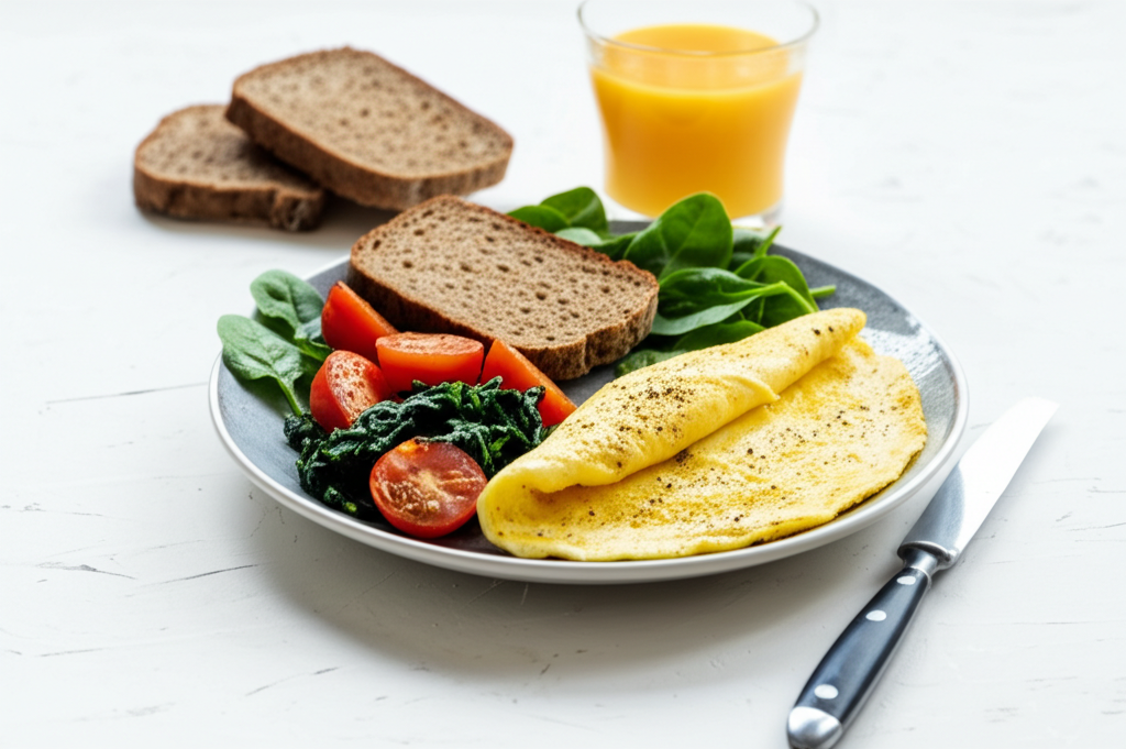 Proteinreiches Gemüse-Omelett mit Vollkornbrot