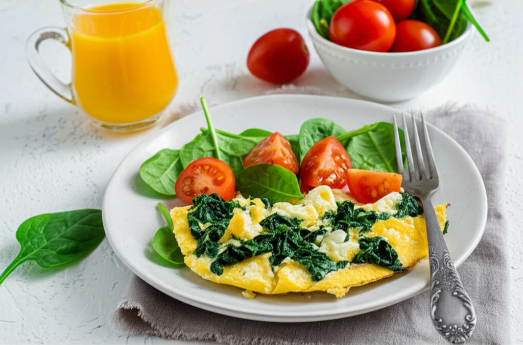 Proteinreiches Gemüse-Omelett mit Vollkornbrot