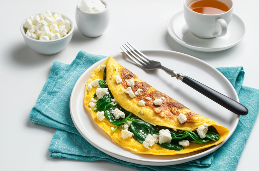 Proteinrik Omelett med Spenat och Fetaost