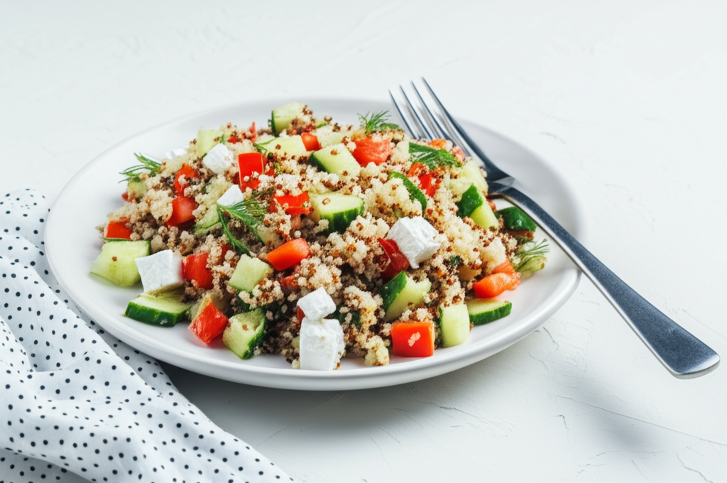 Leichter Quinoasalat mit Gemüse und Feta