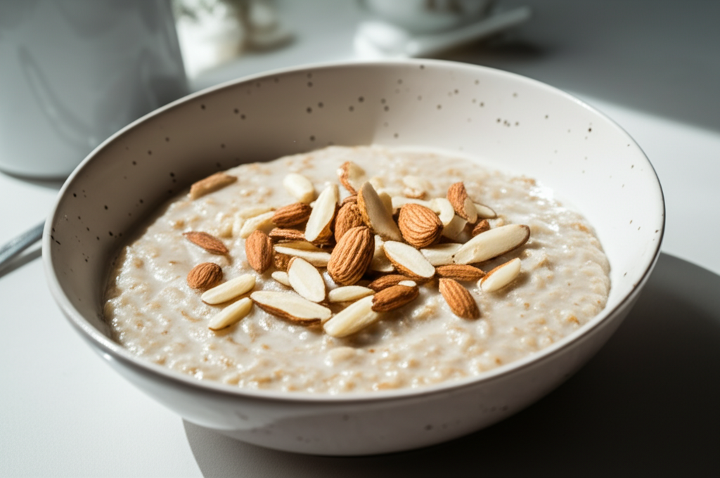 Havregrynsgröt med Blåbär och Mandlar