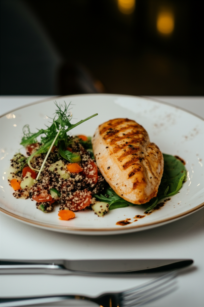 Gegrilltes Hähnchen mit Quinoa-Gemüsesalat