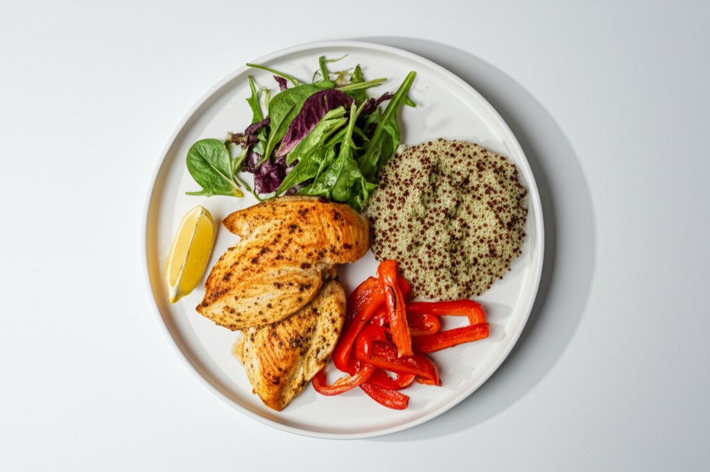 Grillad kyckling med rostade grönsaker och quinoa