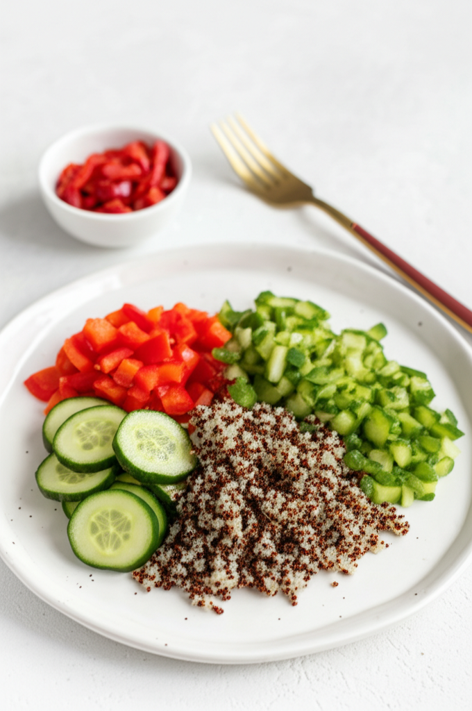 Leichter Quinoa-Gemüse-Bowl