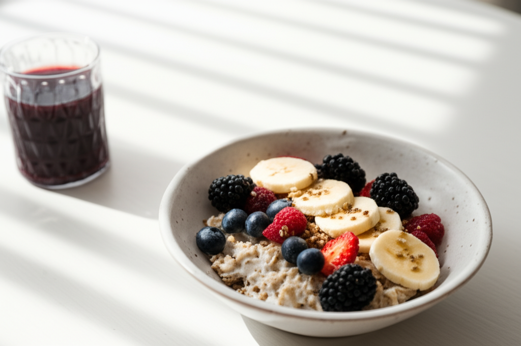 Proteinrik Havregrynsgröt med Bär och Nötter
