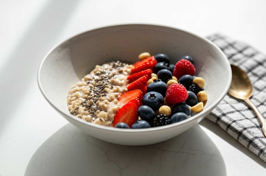 Hälsosam Havregrynsgröt med Bär och Nötter