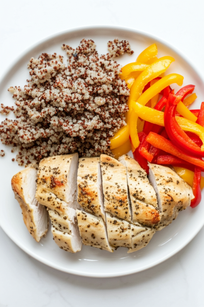 Gegrilltes Hähnchen mit Quinoa und Gemüse