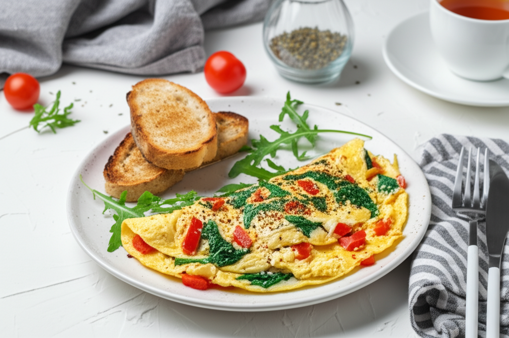Omlet Warzywny z Pełnoziarnistym Tostem