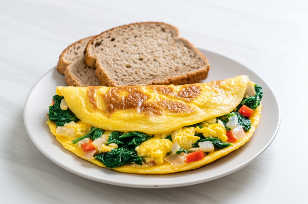 Veggie-Packed Classic Omelette with Whole-Grain Toast