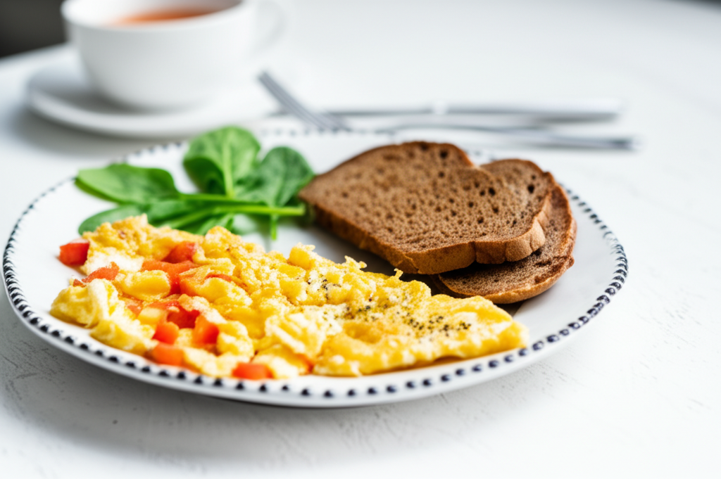 Энергетический Омлет с Овощами и Цельнозерновым Тостом