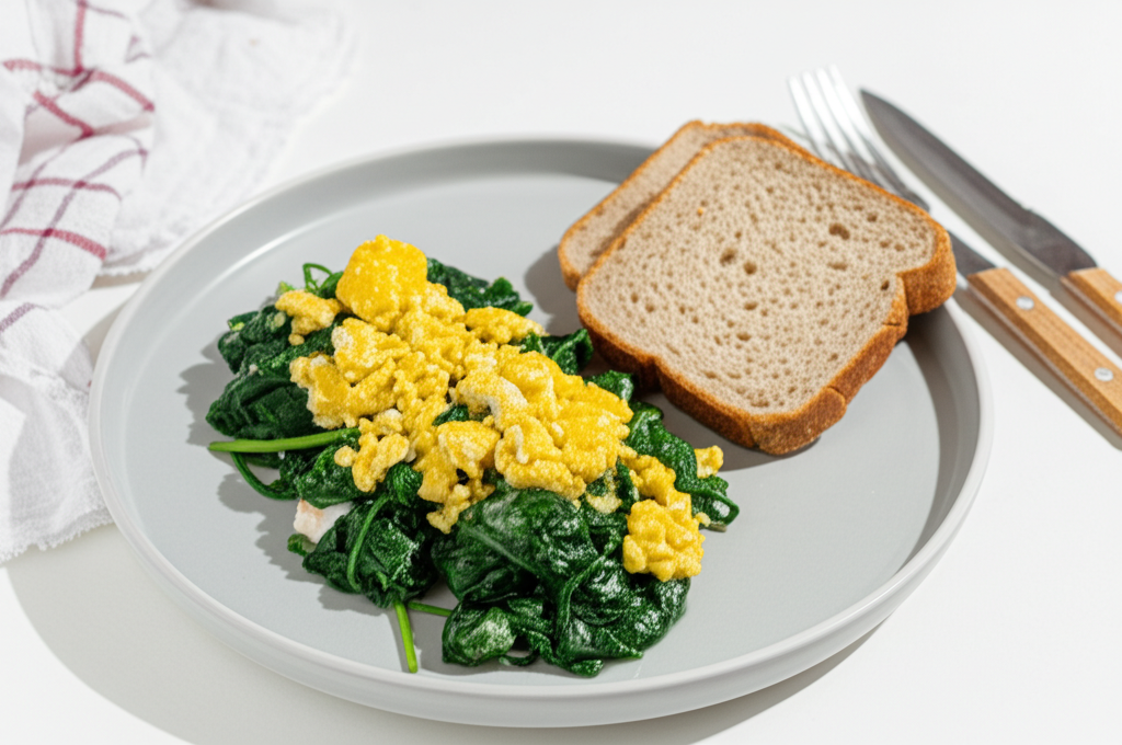 Ομελέτα Σπωνακιού με Ψωμί Ολικής Άλεσης