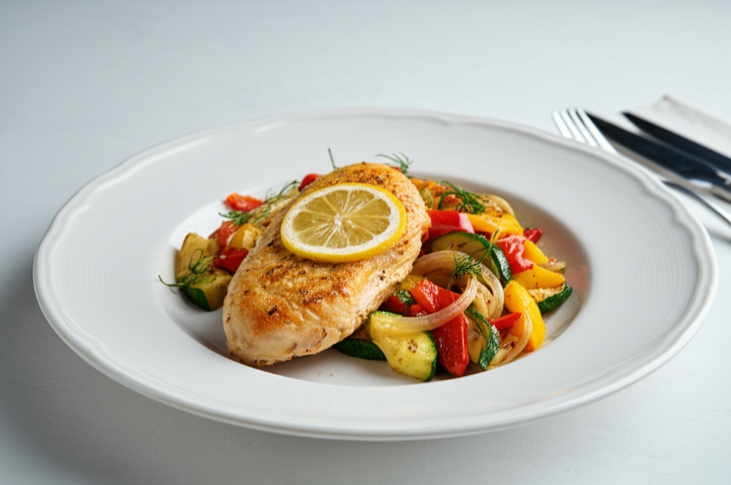 Citronkyckling med ugnsrostade grönsaker