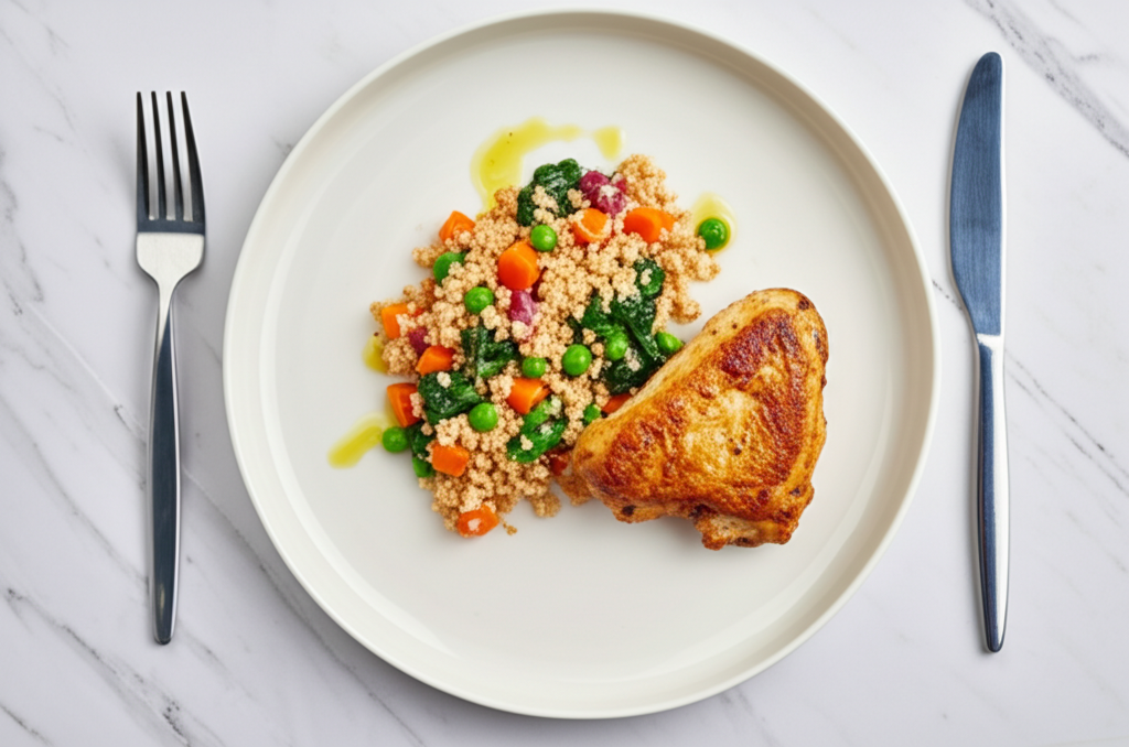 Gegrilltes Hähnchen mit Quinoa und Gemüse