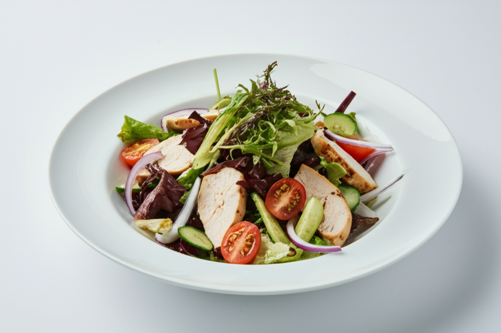 Sałatka z grillowanym kurczakiem i warzywami