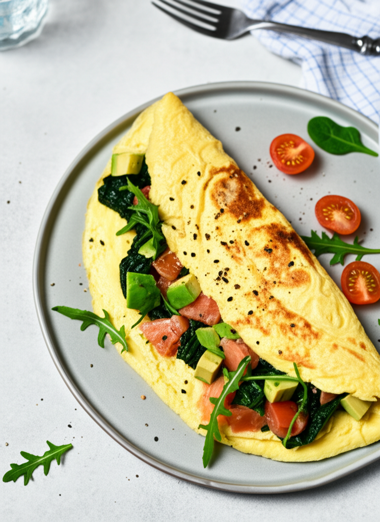 Omelette Protéinée aux Épinards et Avocat