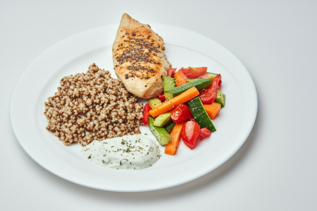 Κοτόπουλο με Κινόα και Ψητά Λαχανικά