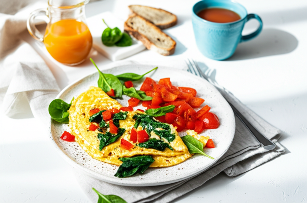 Herzhaftes Gemüse-Omelette mit Vollkorntoast