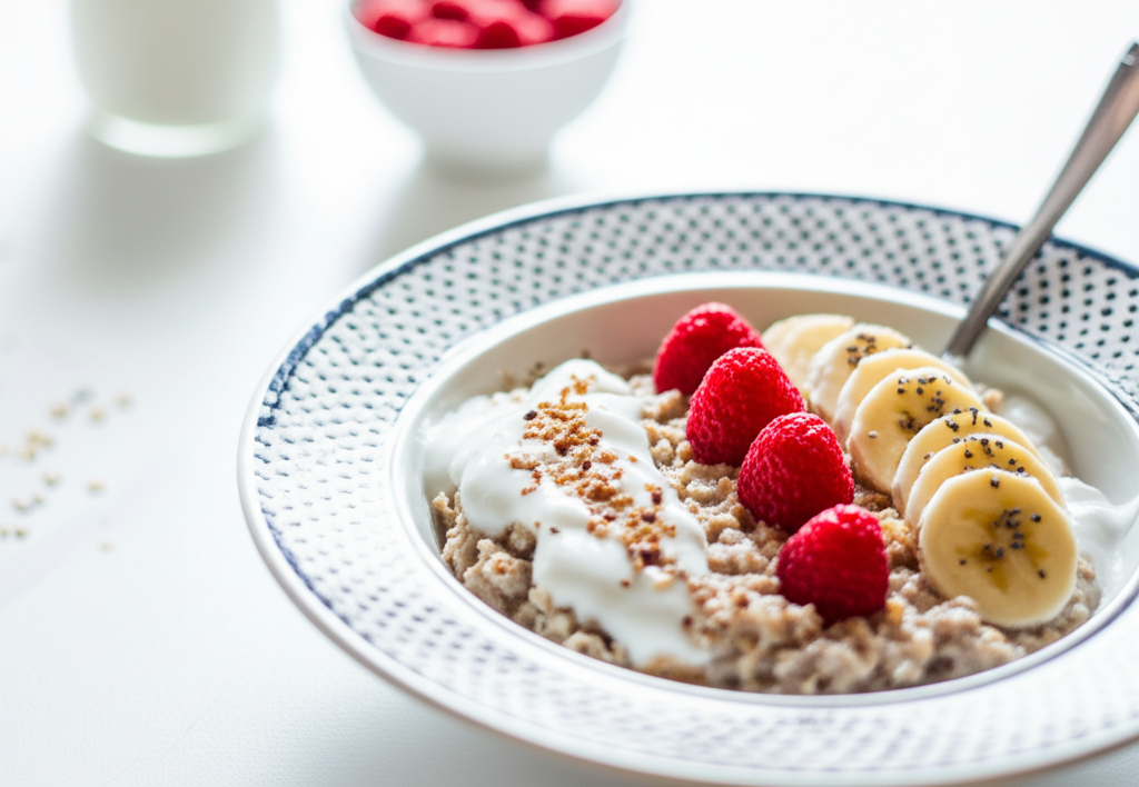 Proteinrik Havregrynsgröt med Hallon & Mandlar