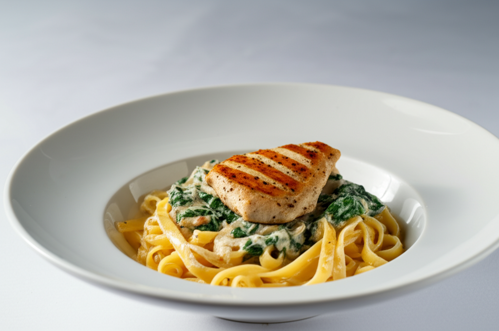 Krämig Kyckling Alfredo Pasta med Spenat