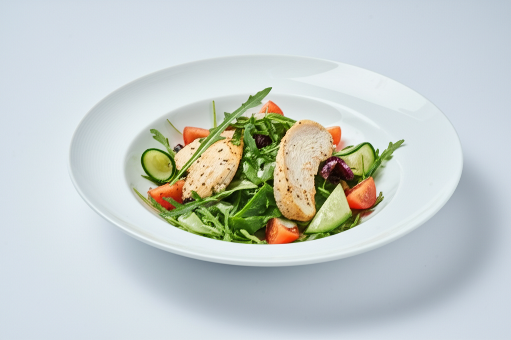 Sałatka z grillowanym kurczakiem, awokado i świeżymi warzywami