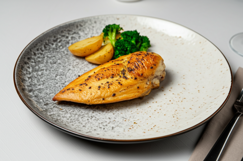 Pieczona pierś z kurczaka z brokułami i słodkimi ziemniakami