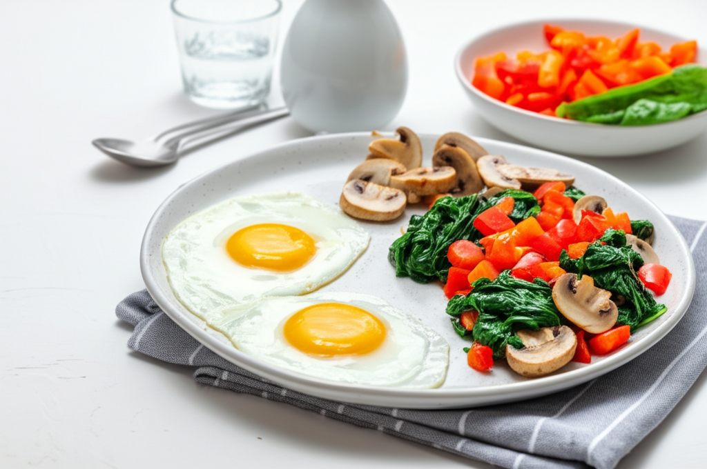 Proteinreiches Gemüserührei mit Vollkornbrot