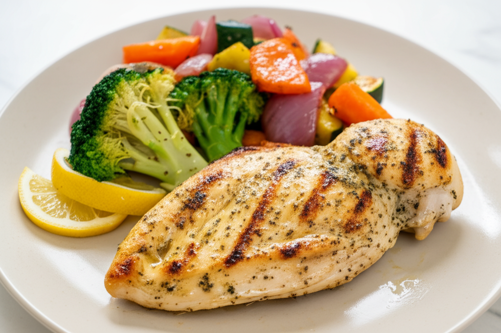 Lemon Herb Grilled Chicken with Roasted Veggies