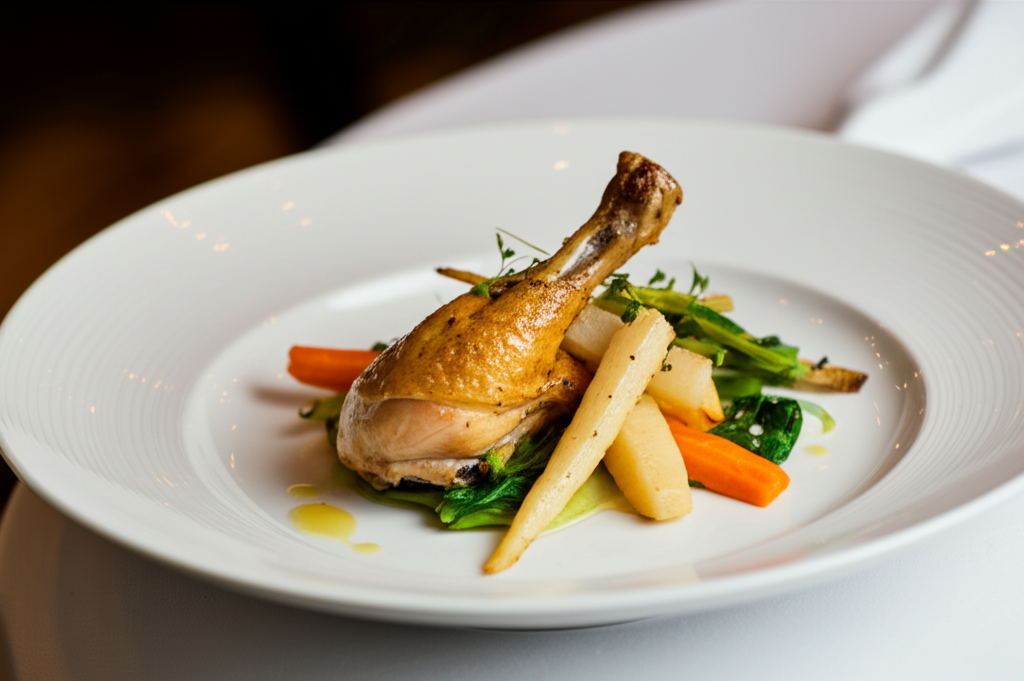 Poulet rôti aux herbes et légumes racines