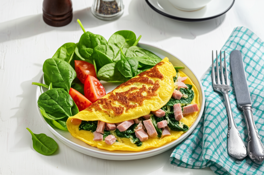 Hälsosam spenat- och kalkonomelett