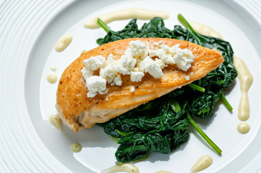 Fyllda kycklingfiléer med spenat och fetaost