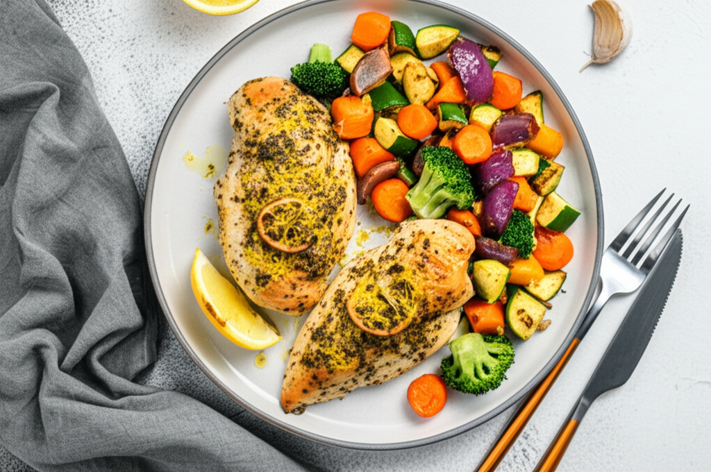 Herbed Lemon Chicken with Roasted Veggies