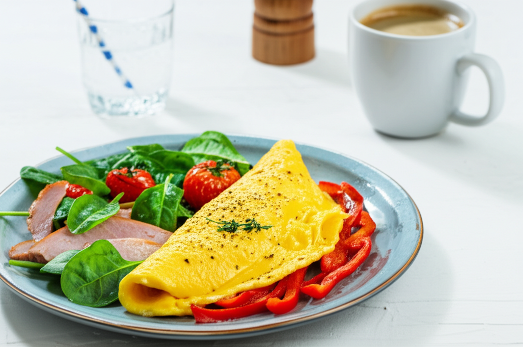 Proteinrik klassisk omelett med färska grönsaker