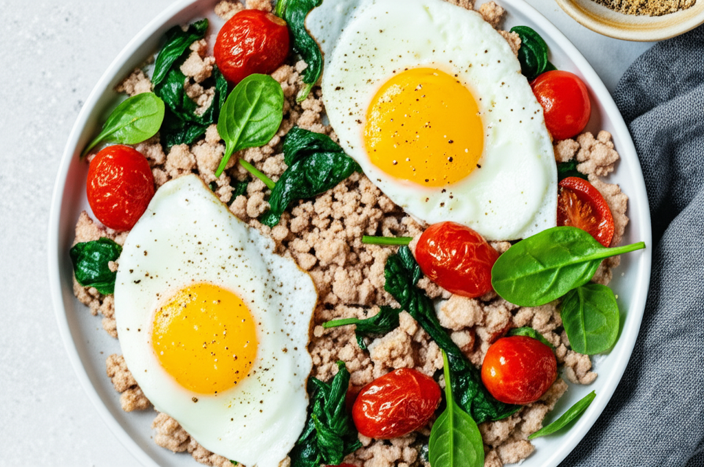 Power-Up Veggie & Turkey Scramble