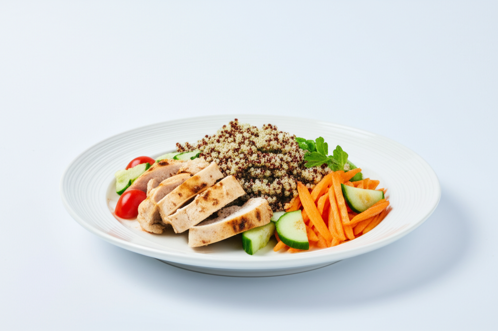 Färgglad kycklingsallad med quinoa