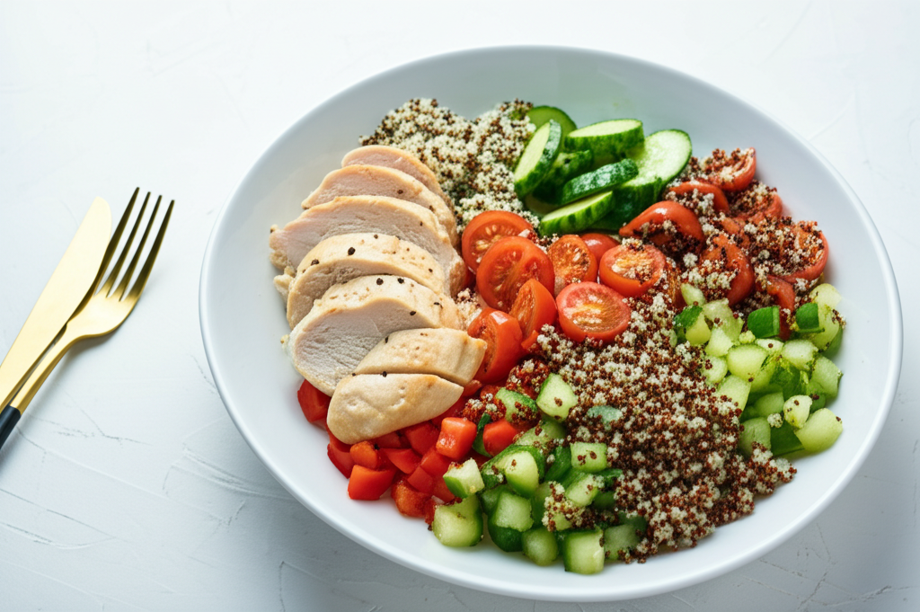 Hähnchen-Gemüse-Bowl mit Quinoa