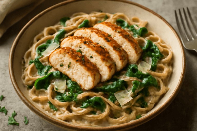 Protein Dolu Kremalı Tavuklu Makarna