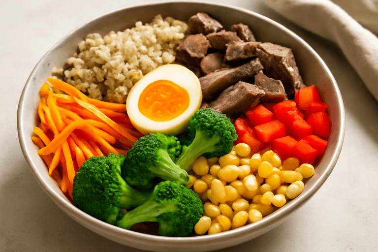 Энергетическое боул с говядиной и киноа