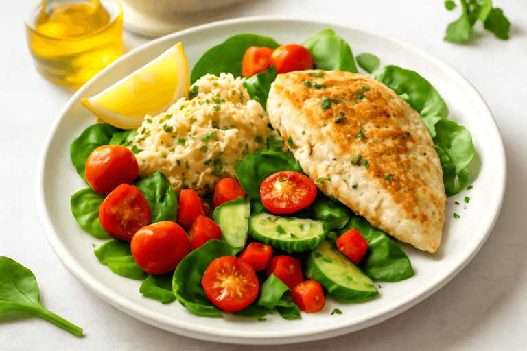 Fräsch kycklingsallad med citron och quinoa