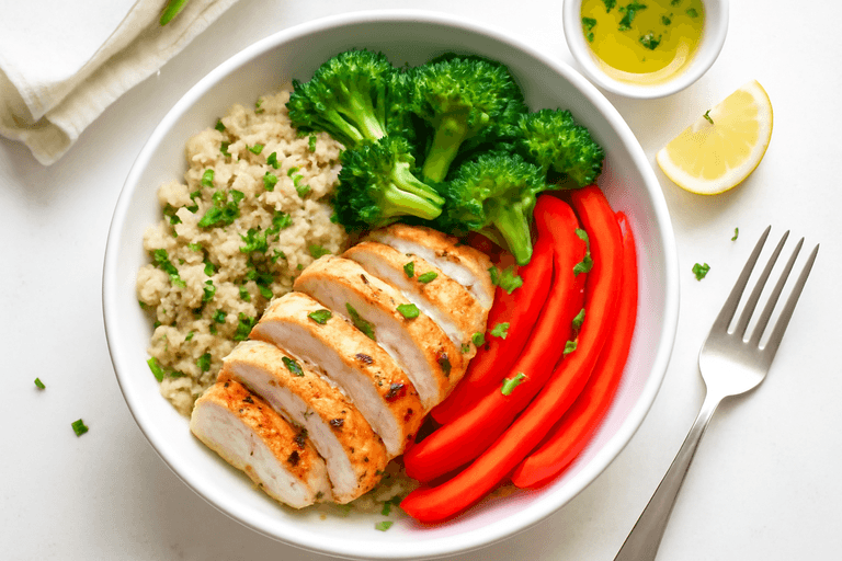 Leichter Hähnchen-Gemüse-Bowl