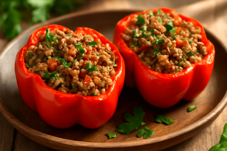Gefüllte Paprika mit magerem Rinderhack und Quinoa