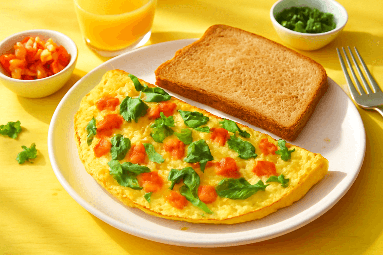 Energizing Veggie Omelette with Whole Wheat Toast