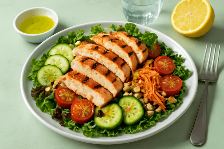 Salade de poulet grillé aux légumes croquants